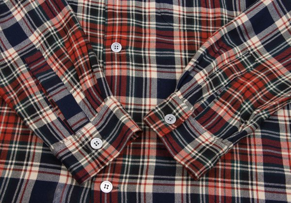 Yohji Yamamoto POUR HOMME Rayon Wool Check Red Navy Shirt Size M