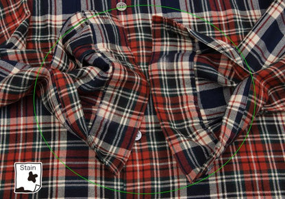 Yohji Yamamoto POUR HOMME Rayon Wool Check Red Navy Shirt Size M
