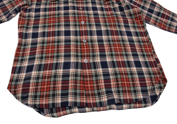 Yohji Yamamoto POUR HOMME Rayon Wool Check Red Navy Shirt Size M