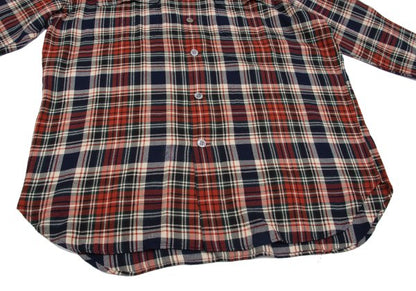 Yohji Yamamoto POUR HOMME Rayon Wool Check Red Navy Shirt Size M