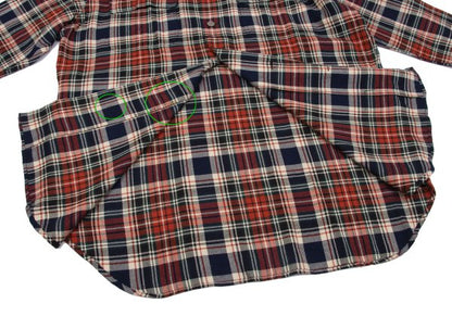 Yohji Yamamoto POUR HOMME Rayon Wool Check Red Navy Shirt Size M