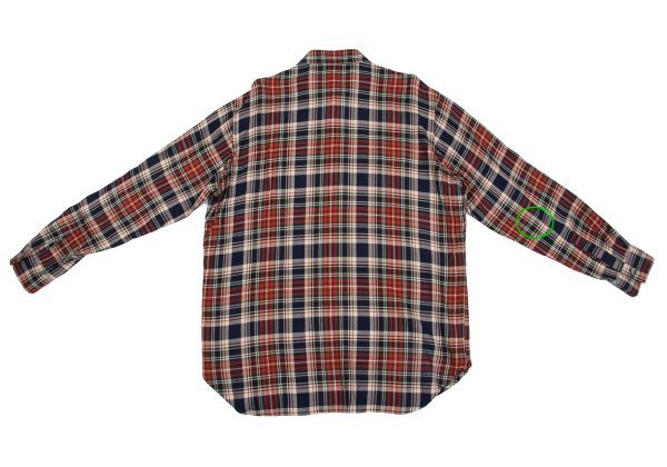 Yohji Yamamoto POUR HOMME Rayon Wool Check Red Navy Shirt Size M