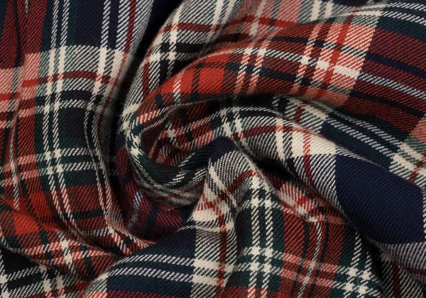 Yohji Yamamoto POUR HOMME Rayon Wool Check Red Navy Shirt Size M