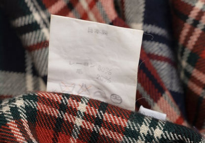 Yohji Yamamoto POUR HOMME Rayon Wool Check Red Navy Shirt Size M