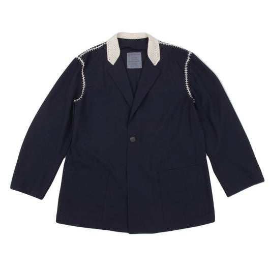 Yohji Yamamoto POUR HOMME 91SS Crochet Jacket Blue Size M