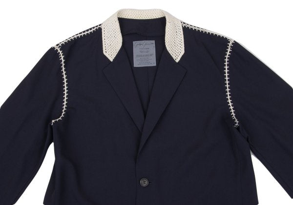 Yohji Yamamoto POUR HOMME 91SS Crochet Jacket Blue Size M