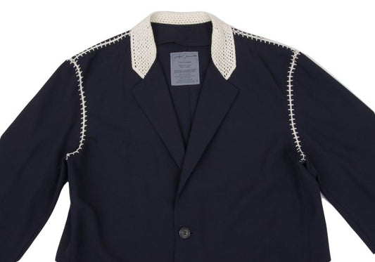 Yohji Yamamoto POUR HOMME 91SS Crochet Jacket Blue Size M