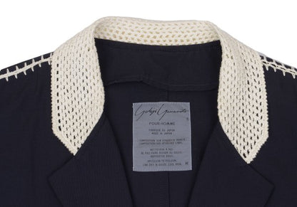 Yohji Yamamoto POUR HOMME 91SS Crochet Jacket Blue Size M