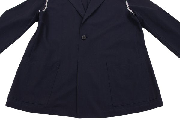 Yohji Yamamoto POUR HOMME 91SS Crochet Jacket Blue Size M