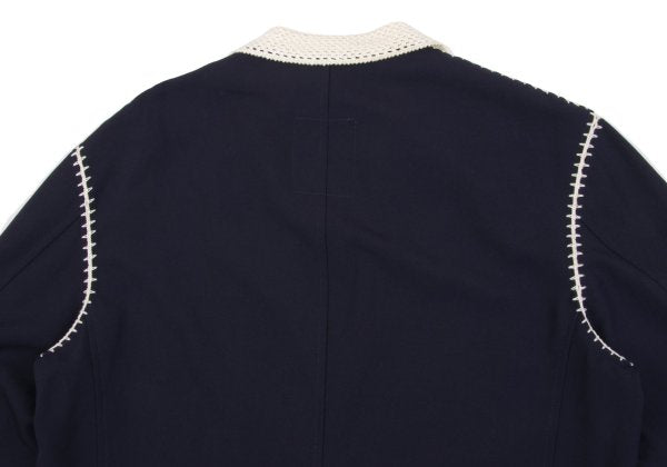 Yohji Yamamoto POUR HOMME 91SS Crochet Jacket Blue Size M