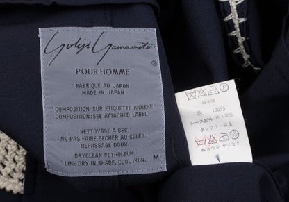 Yohji Yamamoto POUR HOMME 91SS Crochet Jacket Blue Size M
