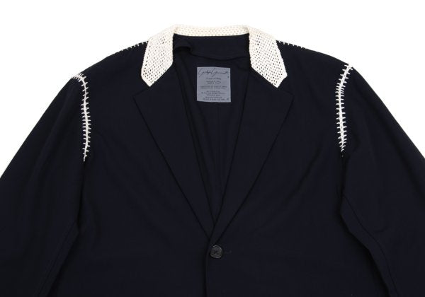 Yohji Yamamoto POUR HOMME 91SS Crochet Jacket Blue Size M
