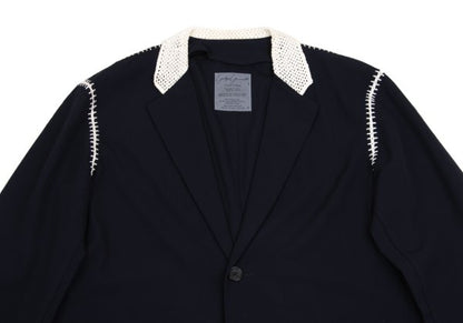Yohji Yamamoto POUR HOMME 91SS Crochet Jacket Blue Size M