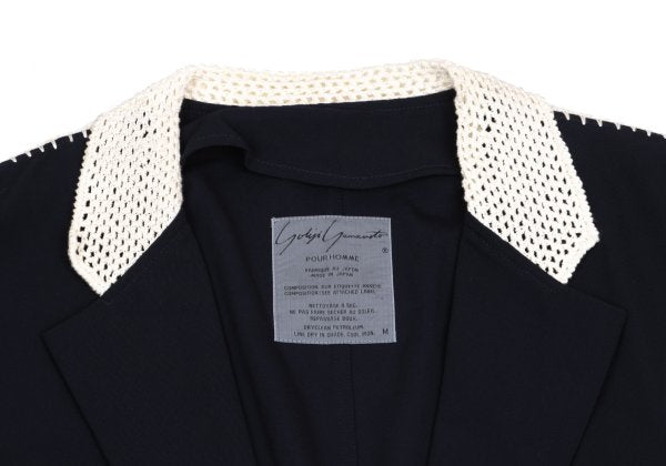 Yohji Yamamoto POUR HOMME 91SS Crochet Jacket Blue Size M