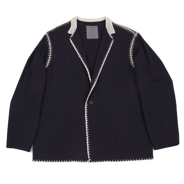 Yohji Yamamoto POUR HOMME Crochet Lace Jacket Blue Size M