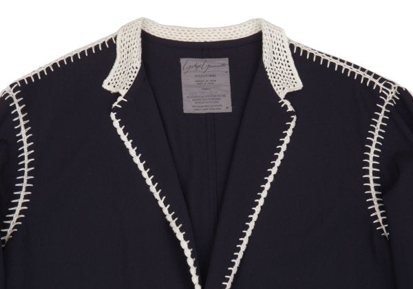 Yohji Yamamoto POUR HOMME Crochet Lace Jacket Blue Size M