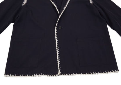 Yohji Yamamoto POUR HOMME Crochet Lace Jacket Blue Size M