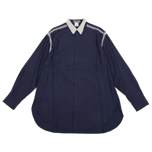 Yohji Yamamoto POUR HOMME 91SS Crochet Shirt Blue Size M