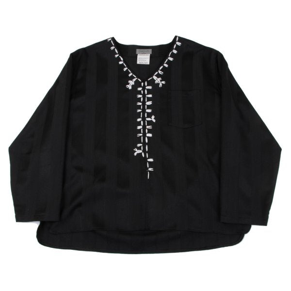 Yohji Yamamoto POUR HOMME Stripe V-Neck Black Size M