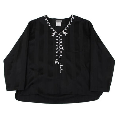 Yohji Yamamoto POUR HOMME Stripe V-Neck Black Size M