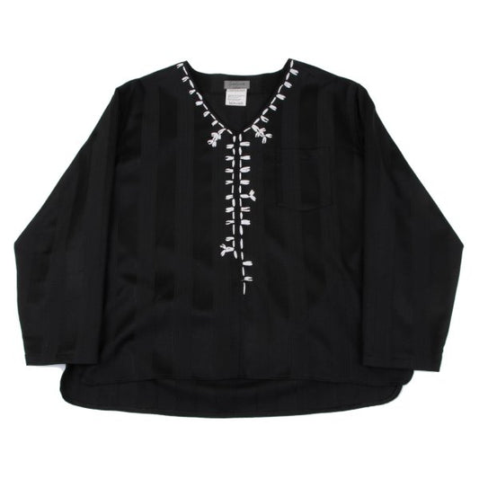 Yohji Yamamoto POUR HOMME Stripe V-Neck Black Size M