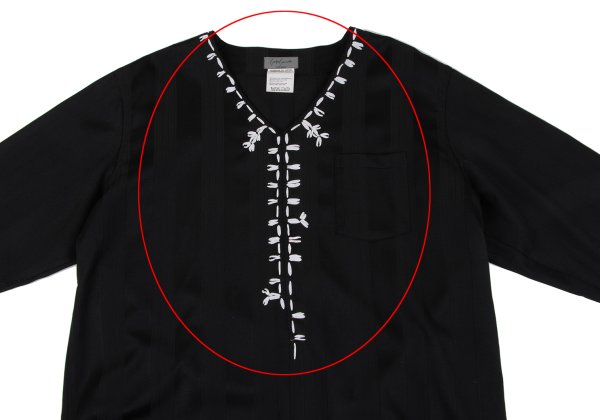 Yohji Yamamoto POUR HOMME Stripe V-Neck Black Size M