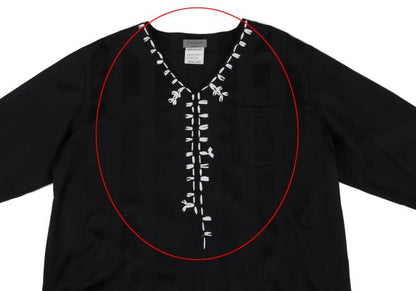 Yohji Yamamoto POUR HOMME Stripe V-Neck Black Size M