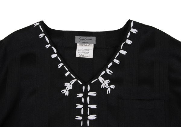 Yohji Yamamoto POUR HOMME Stripe V-Neck Black Size M