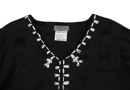 Yohji Yamamoto POUR HOMME Stripe V-Neck Black Size M