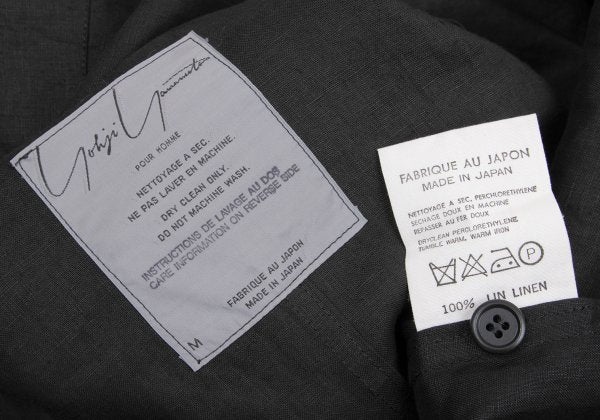 Yohji Yamamoto POUR HOMME Linen Epaulet Coat Black Size M