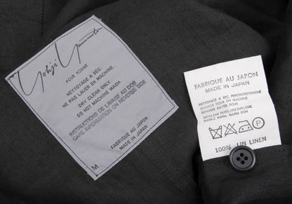 Yohji Yamamoto POUR HOMME Linen Epaulet Coat Black Size M