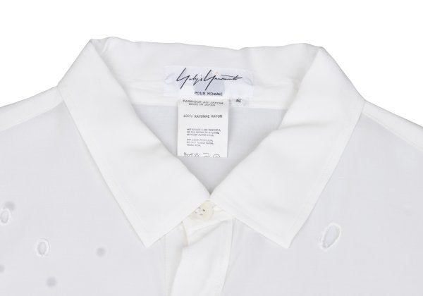 Yohji Yamamoto POUR HOMME Dot Cut Rayon Shirt White Size M