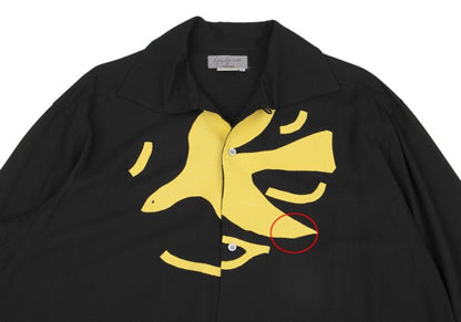 Yohji Yamamoto POUR HOMME Black Bird Rayon Shirt Size M