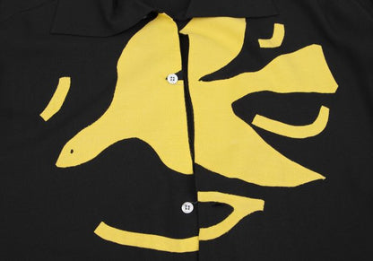 Yohji Yamamoto POUR HOMME Black Bird Rayon Shirt Size M