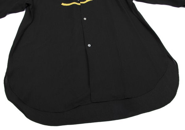 Yohji Yamamoto POUR HOMME Black Bird Rayon Shirt Size M