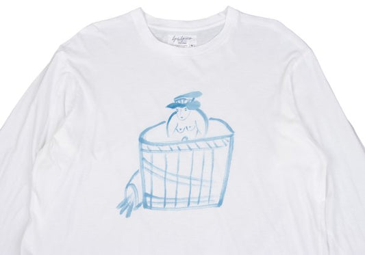 Yohji Yamamoto PH Japanese Drawing Print White Blue Size M