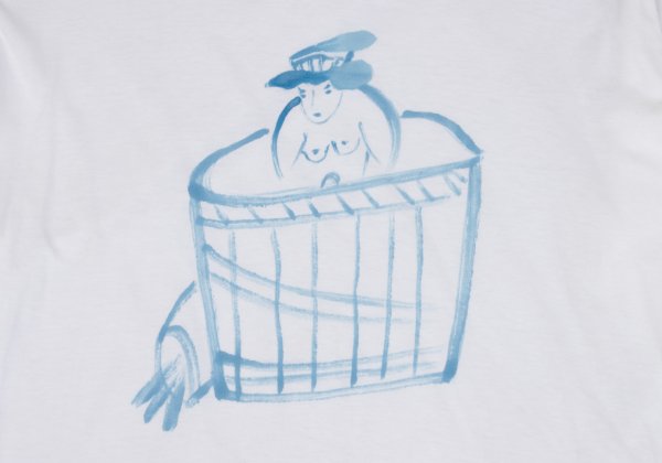 Yohji Yamamoto PH Japanese Drawing Print White Blue Size M