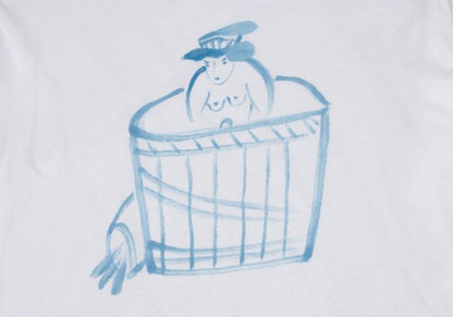Yohji Yamamoto PH Japanese Drawing Print White Blue Size M