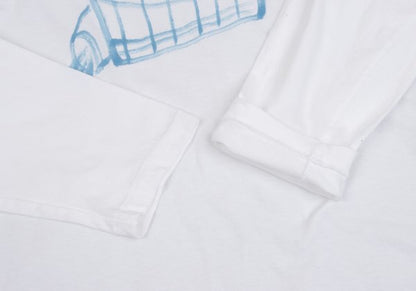 Yohji Yamamoto PH Japanese Drawing Print White Blue Size M