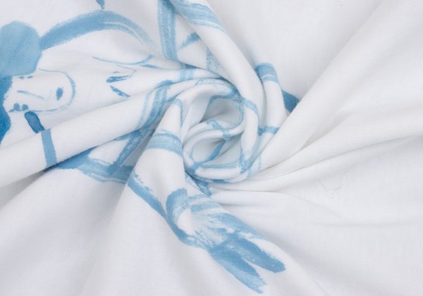 Yohji Yamamoto PH Japanese Drawing Print White Blue Size M