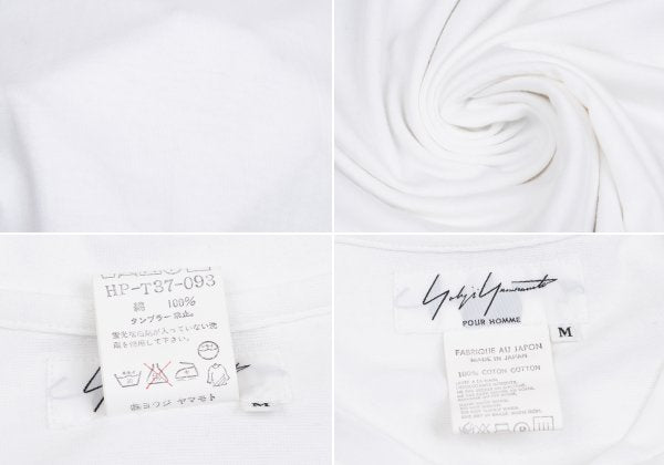 Yohji Yamamoto POUR HOMME Cotton Henley Cut Sew White Size M