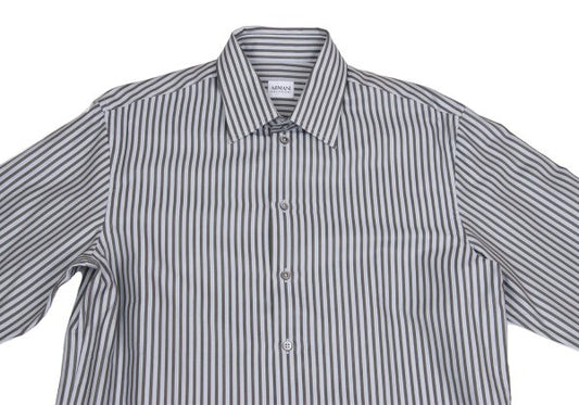 ARMANI COLLEZIONI Cotton Stripe Shirt Gray/Blue Size 41