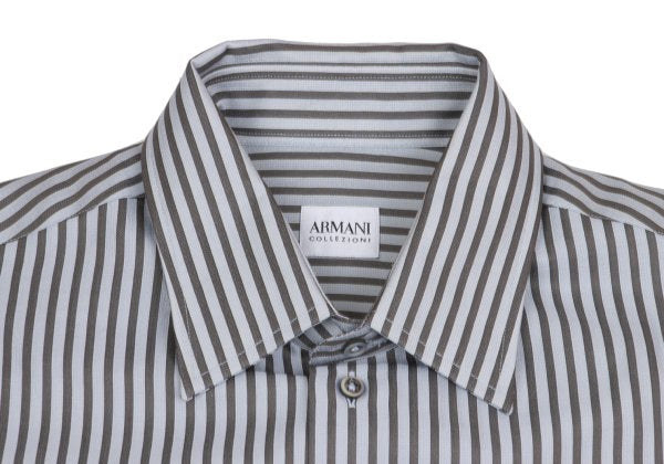 ARMANI COLLEZIONI Cotton Stripe Shirt Gray/Blue Size 41