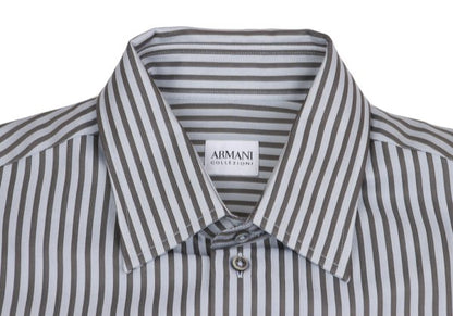 ARMANI COLLEZIONI Cotton Stripe Shirt Gray/Blue Size 41