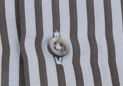 ARMANI COLLEZIONI Cotton Stripe Shirt Gray/Blue Size 41