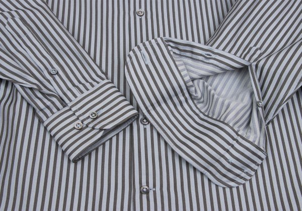 ARMANI COLLEZIONI Cotton Stripe Shirt Gray/Blue Size 41
