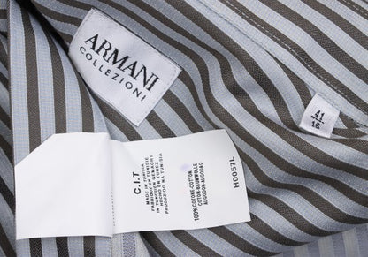 ARMANI COLLEZIONI Cotton Stripe Shirt Gray/Blue Size 41