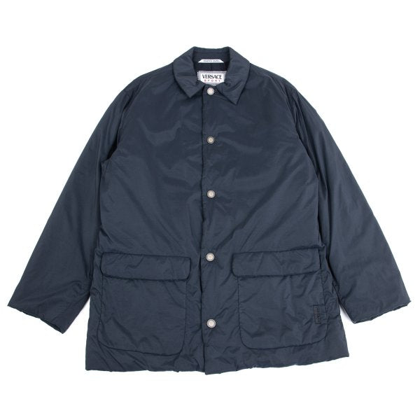 VERSACE SPORT Nylon Blend Metal Button Coat Navy Size 54