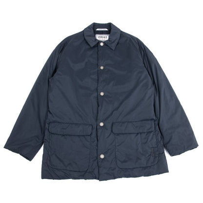 VERSACE SPORT Nylon Blend Metal Button Coat Navy Size 54