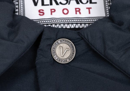 VERSACE SPORT Nylon Blend Metal Button Coat Navy Size 54